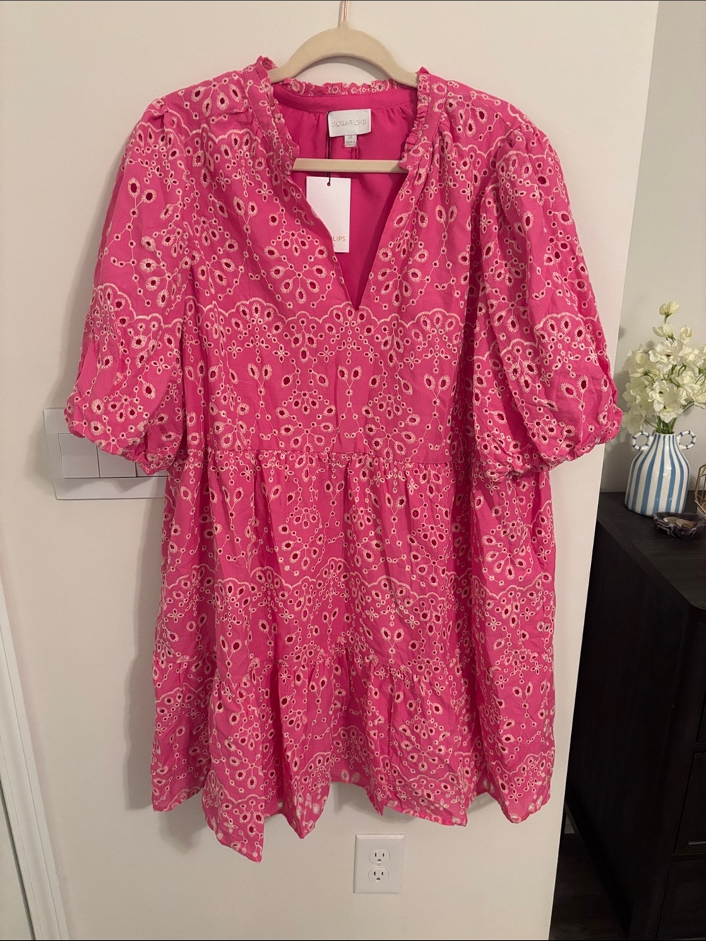 Sugarlips Hot Pink Eyelet Babydoll Dress